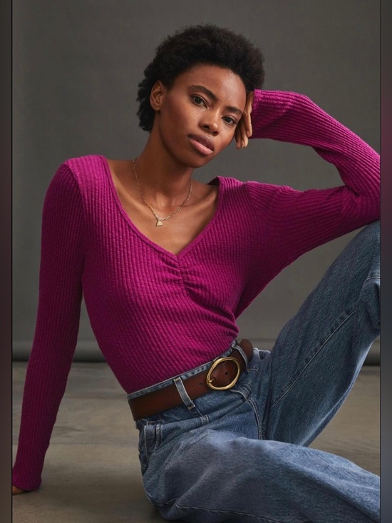 Anthropologie Tops - Cinched V-Neck Top by T.La for Anthropologie XL Pink